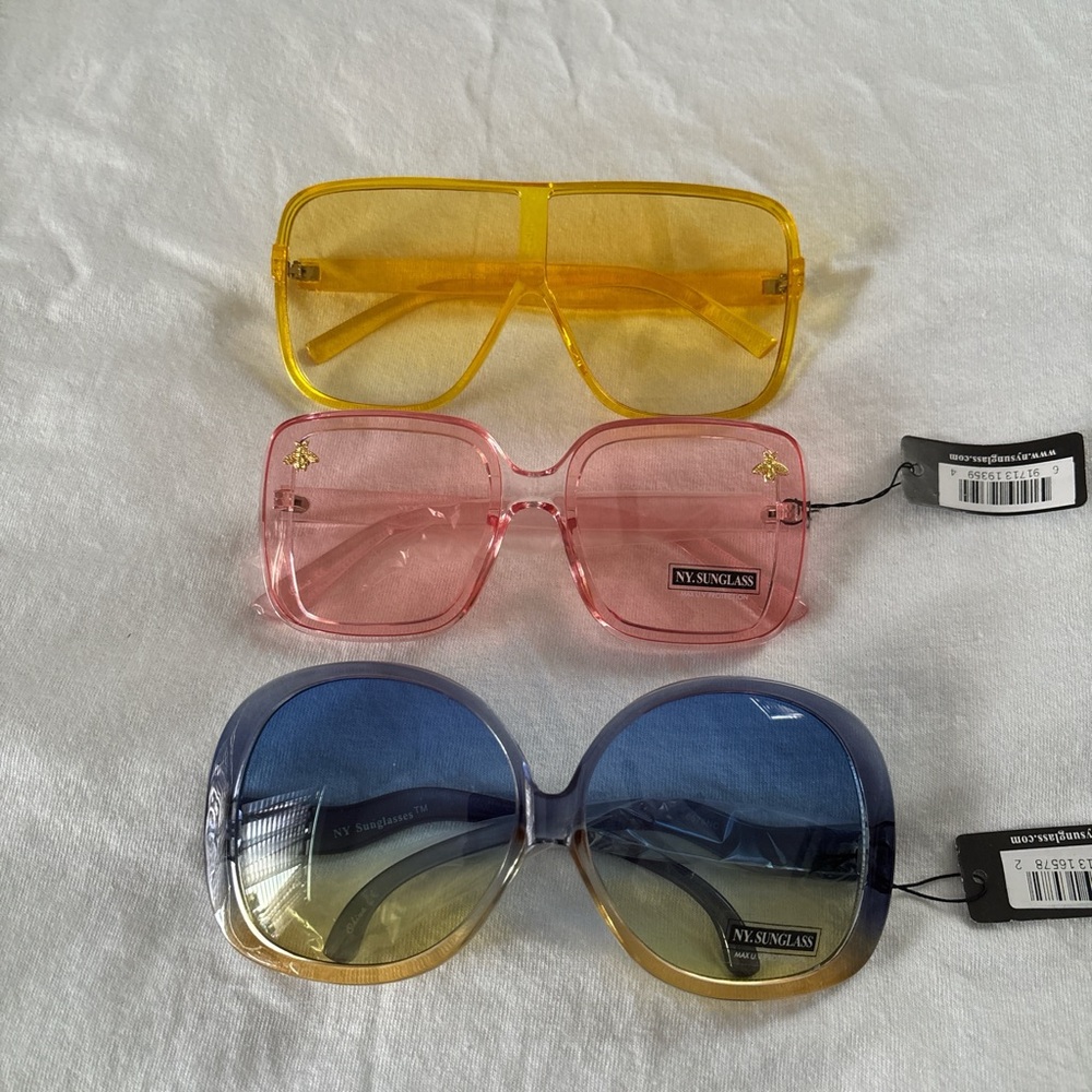 Trendy Sunglasses Trio in Yellow, Pink, and Blue